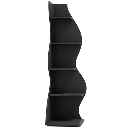 Finihen 5-Tier Corner Bookcase, Wood Bookshelf Storage Organizer, 70" Tall Display Standing Shelf Unit for Bedroom, Living Room, Green