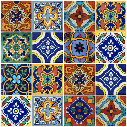 100 Mexican Tiles 4x4 Handpainted Hundred Pieces 10 Different Designs