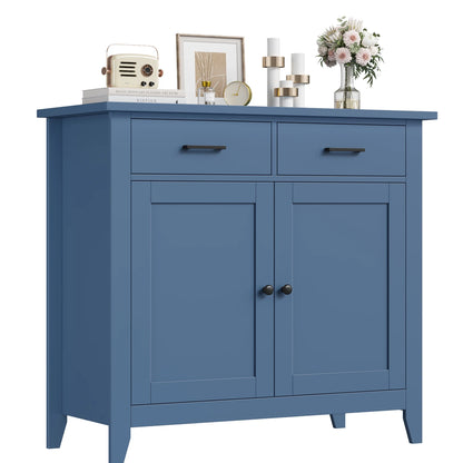 Homfa Entryway Cabinet, Kitchen Storage Cabinet, Farmhouse Buffet Sideboard with 2 Drawers and 2 Doors,Coffee Bar with Storage for Dining Room Living Room,White
