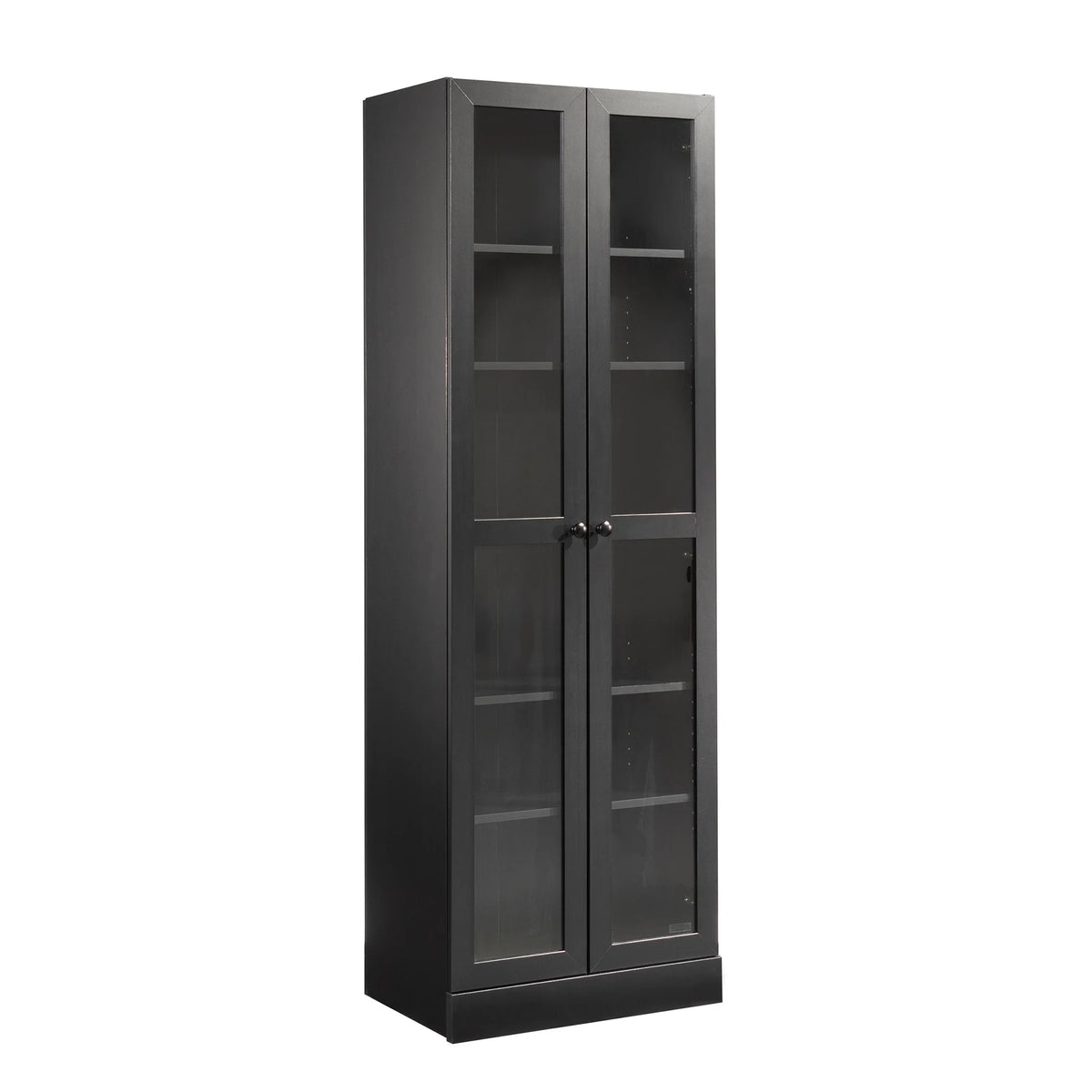 Mainstays Glass Door Storage Bookcase, Black Finish
