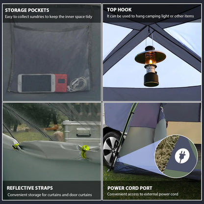 SUV Camping Tent for 6-8 Person with Rainfly,  Car Camping Tent with Waterproof, Double Layer Design with Storage Bag, Green & Gray