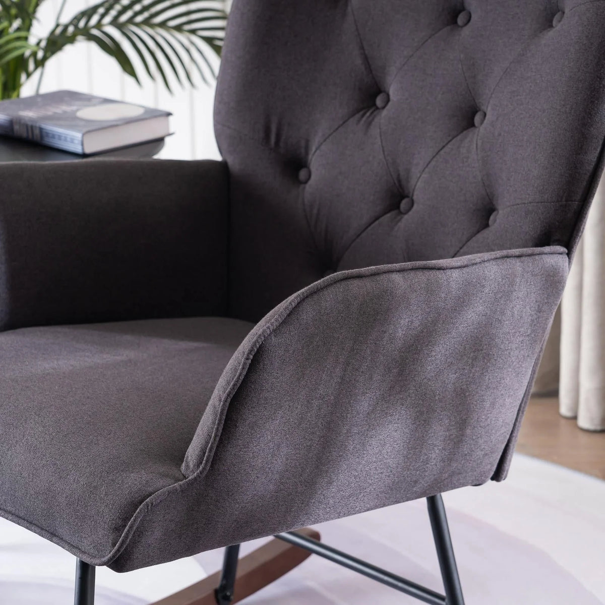 UBesGoo Rocking Accent Chair, Soft Padded Armchair Chair,  Comfy Side Chair with Sturdy Wooden Metal Legs for Living Room Bedroom Gray