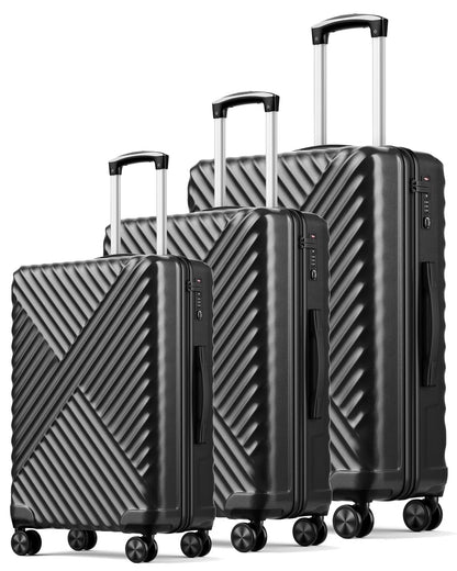 3 Piece Luggage Sets Hard Shell Suitcase Set with Spinner Wheels for Travel Trips Business 20" 24" 28", Rose Gold