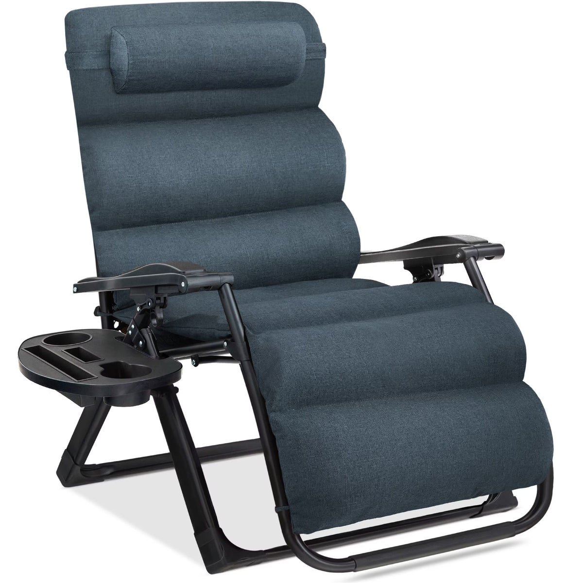 Best Choice Products Oversized Zero Gravity Chair, Folding Recliner w/ Removable Cushion, Side Tray - Fossil Gray