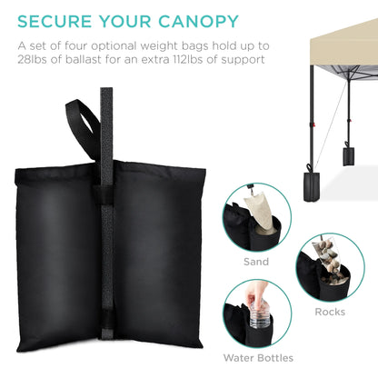 Best Choice Products 12x12ft Easy Setup Pop Up Canopy w/ 1-Button Setup, Wheeled Case, 4 Weight Bags - Navy Blue