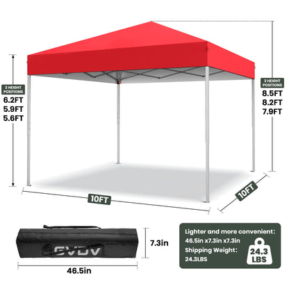 GVDV Canopy Tent, 10x10 ft Easy Pop up Outdoor Canopy Tent, Portable Straight Leg Gazebo Instant Canopy, Blue