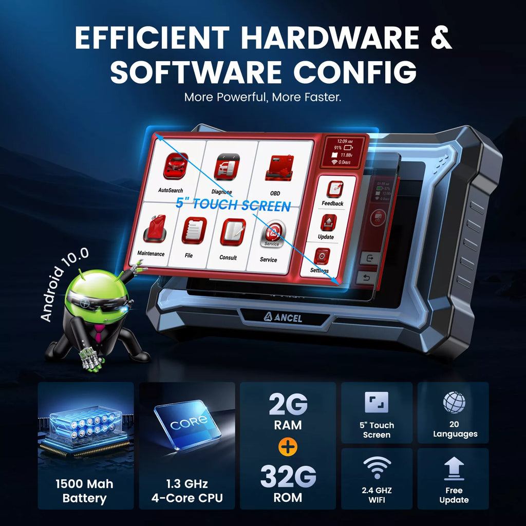 ANCEL Car Diagnostic Scan Tool, Engine ABS SRS Transmission Diagnostic Scanner, OBD2 Scanner Code Reader with 7 Resets, ABS Bleeding, BMS SAS Oil Reset, Lifetime Free Update, Online Customer Service