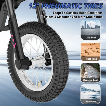 HOVERMAX H12M 36V Electric Dirt Bike, 300W Electric Motorcycle 15.5MPH Max Speed, Ride On Toys motocross for Kids Teens, Blue