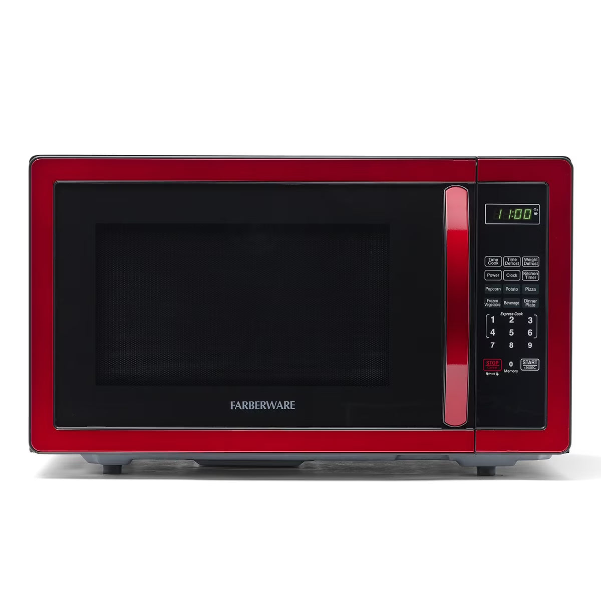 Farberware Stainless Steel Countertop Microwave Oven with Child Lock, 1.1 Cu Ft Black Stainless