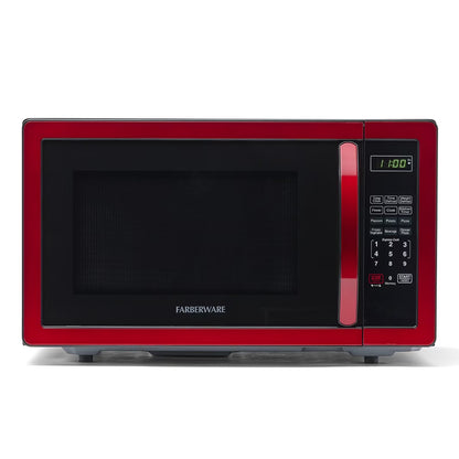 Farberware Stainless Steel Countertop Microwave Oven with Child Lock, 1.1 Cu Ft Black Stainless