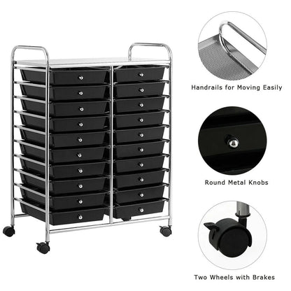 Gymax Office Rolling Cart 20 Storage Drawers Scrapbook Paper Studio Organizer Mutlicolor