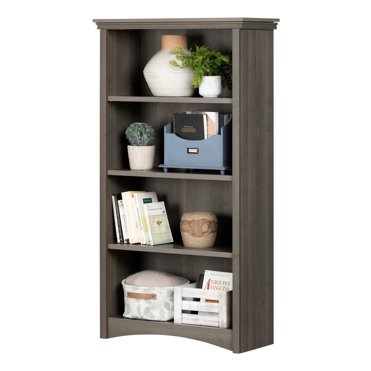 Gascony 4-Shelf Bookcase-Rubbed Black-South Shore