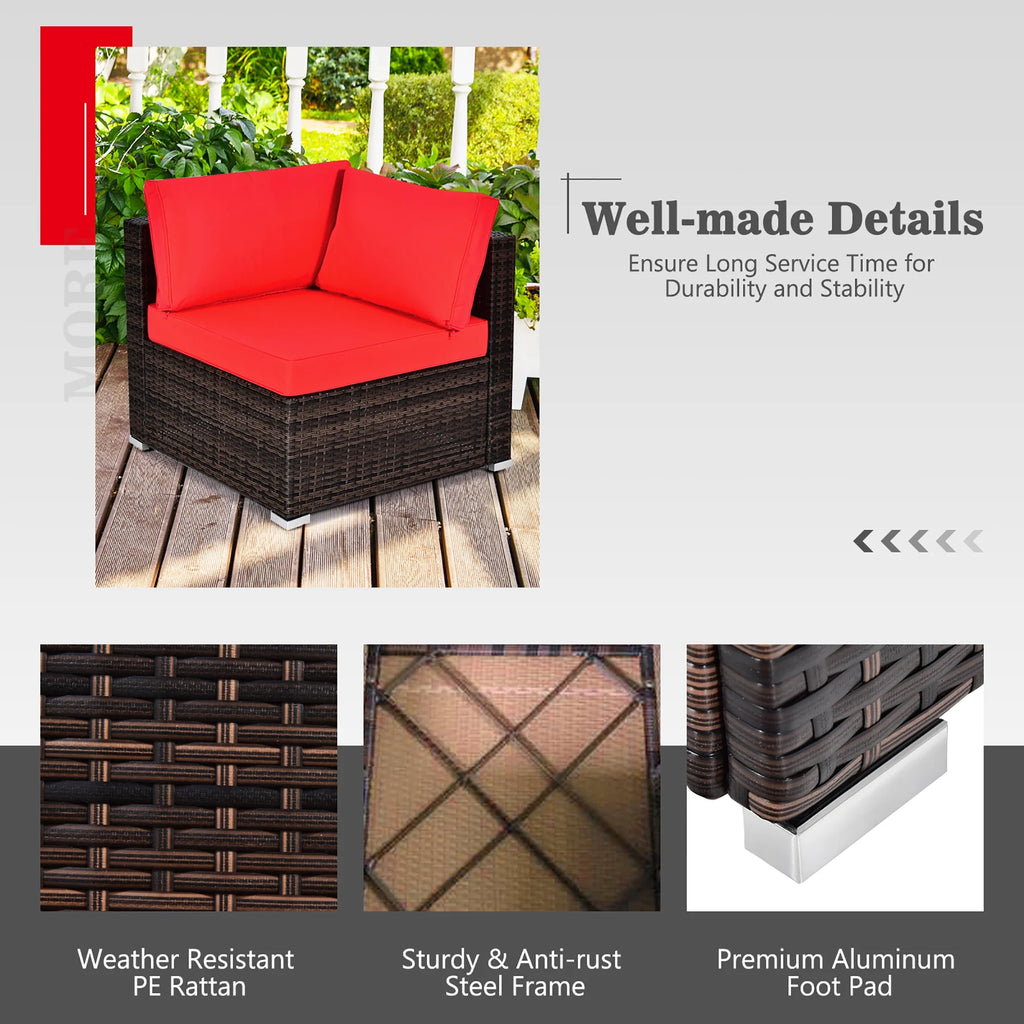 Costway 8PCS Patio Rattan Furniture Set Fire Pit Table Tank Holder Cover Deck Black