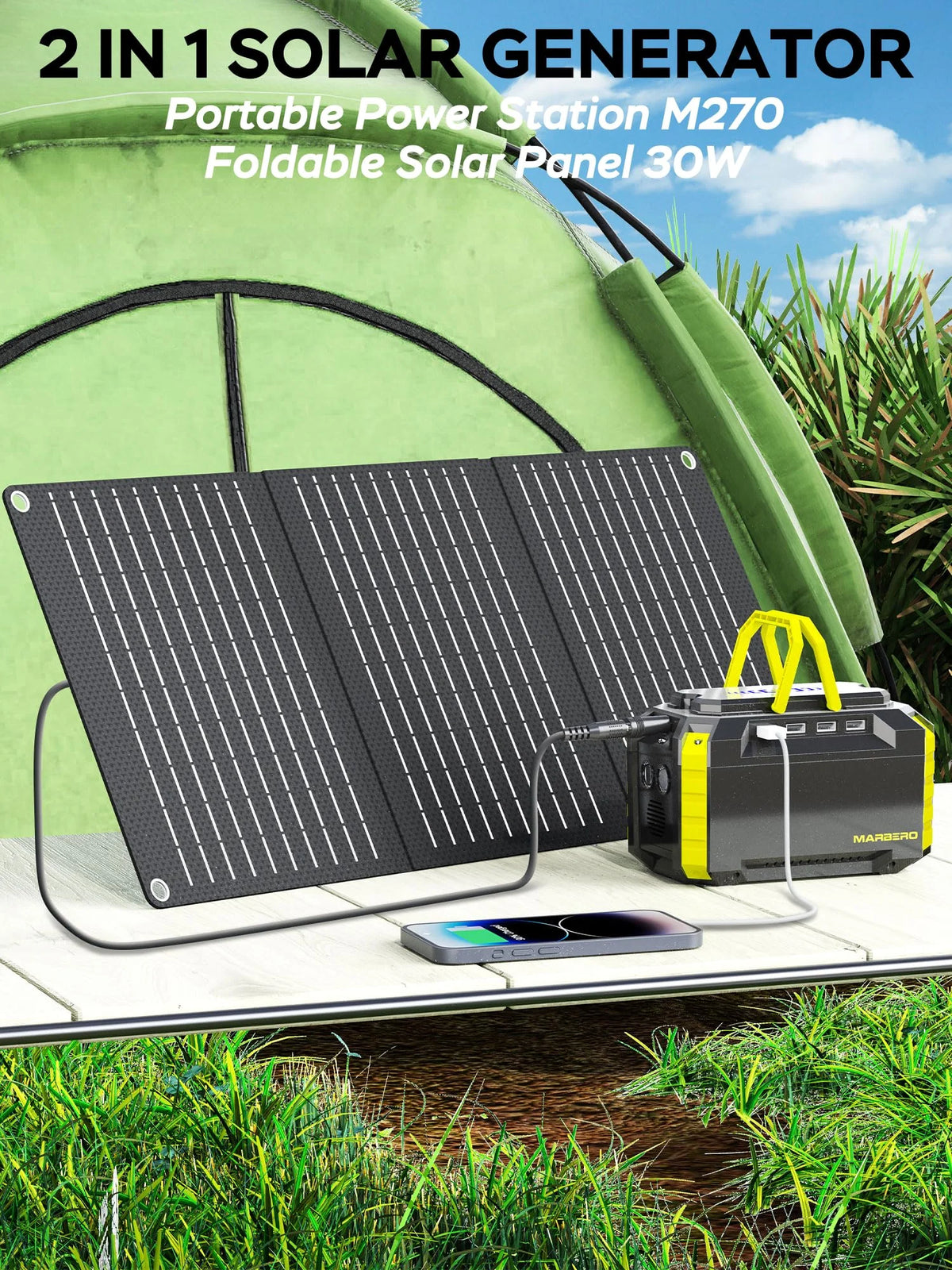 MARBERO 100W Portable Solar Generator with 30W Solar Panel