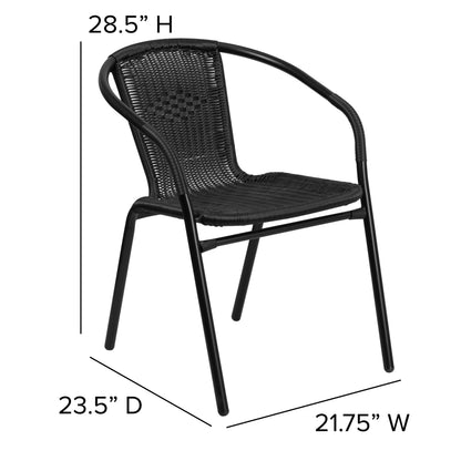 Emma + Oliver Indoor/Outdoor Stacking Rattan Restaurant Patio Chairs, Set of 2, Gray