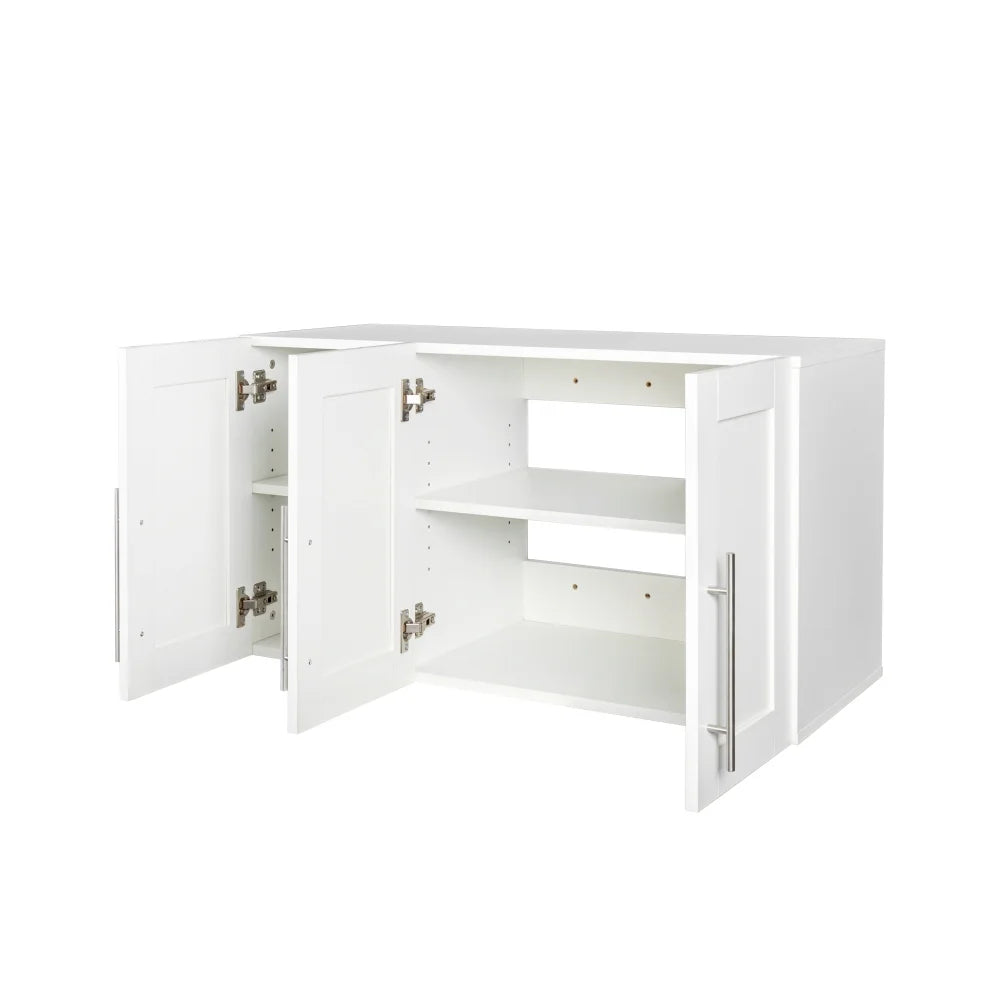 Stackable Wall Cabinet,Solid Wood Storage Cabinet with Adjustable Shelves and Doors,Console Table Side Table for Hallway,Sideboard Buffet Cupboard for Kitchen, 15.75" D x 15.75" W x 70.87" H, White