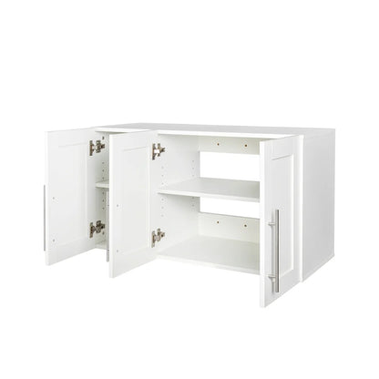 Stackable Wall Cabinet,Solid Wood Storage Cabinet with Adjustable Shelves and Doors,Console Table Side Table for Hallway,Sideboard Buffet Cupboard for Kitchen, 15.75" D x 15.75" W x 70.87" H, White