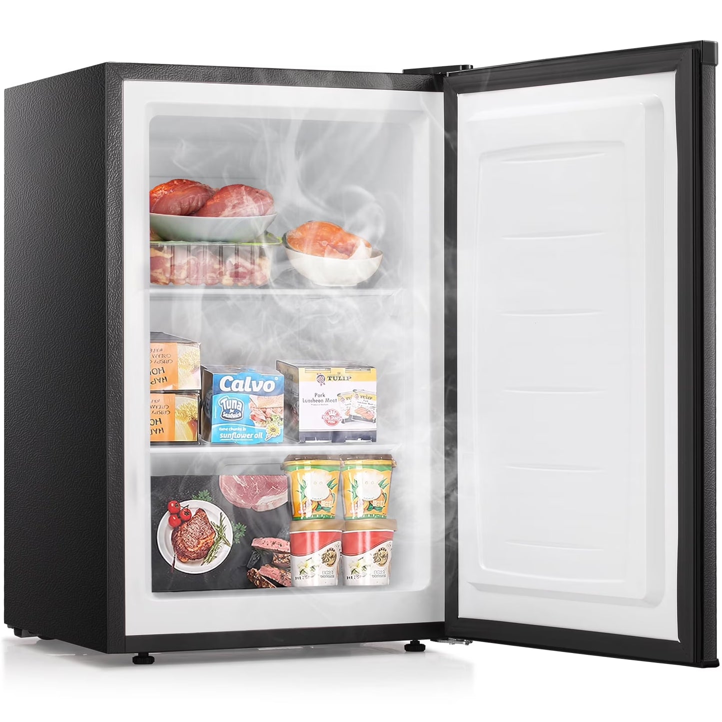 LHRIVER 7.0 cu. ft. Chest Deep Freezer with Adjustable Temperature, Free Standing Top Open Door Compact Freezer with 3 Removable Basket for Kitchen, Home, Bar, Garage, Office