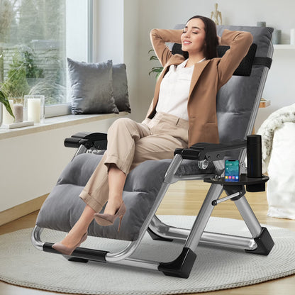 NAIZEA Zero Gravity Chair with Removable Cushion and Cup Holder Black