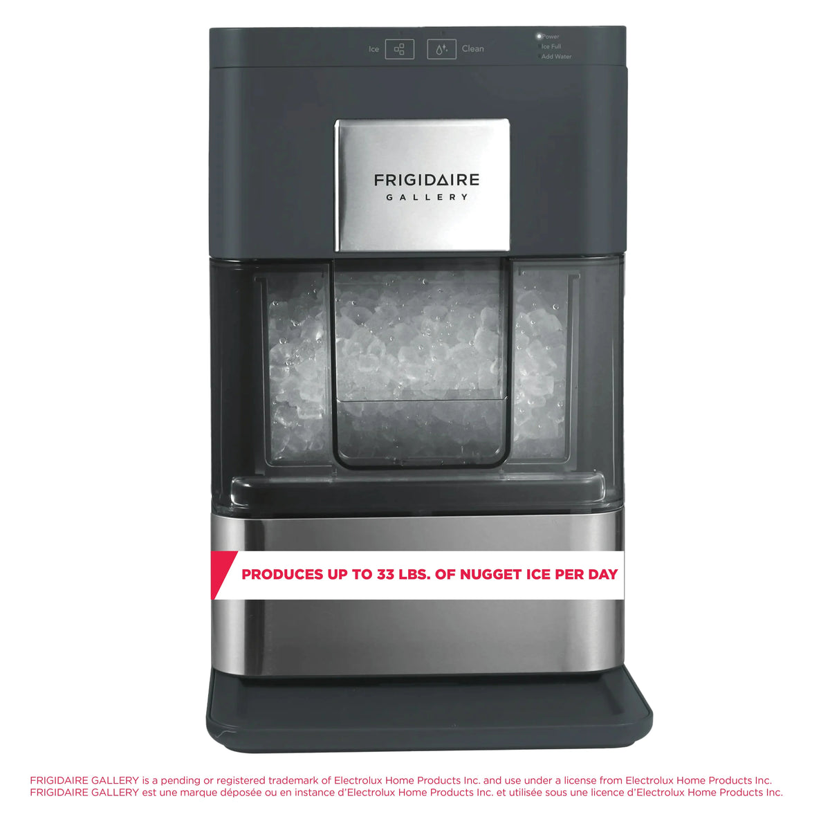 Frigidaire Gallery 33 lbs. Touchscreen Nugget Ice Maker - Stainless Steel Accent, EFIC220, Black