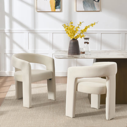 Guyou Modern Sherpa Upholstered Dining Chair, Cute Barrel Side Armchair Kitchen Chair with Armrests and Back for Living Room Dining Room Bedroom, Green