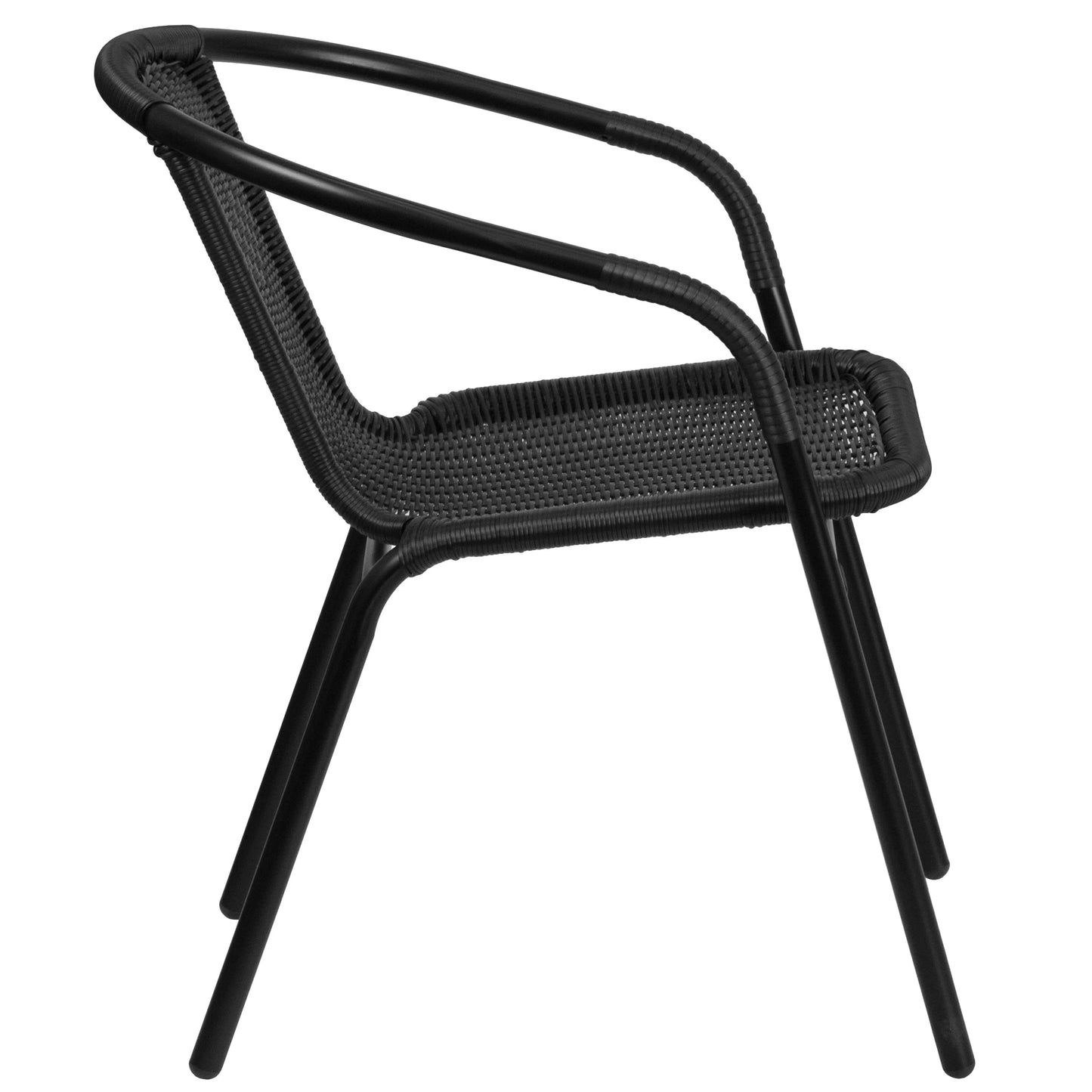 Emma + Oliver Indoor/Outdoor Stacking Rattan Restaurant Patio Chairs, Set of 2, Gray