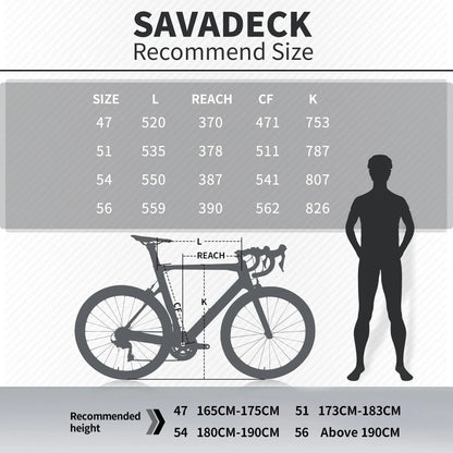 SAVADECK Carbon Road Bike,HERD6.0 T800 Carbon Fiber 700C Road Bicycle with Shimano 105 22 Speed Groupset Ultra-Light Carbon Wheelset Seatpost Fork Bicycle(Black Red 47cm)