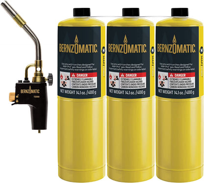 Bernzomatic Map Pro Gas Cylinder 3-Pack with Max Performance Torch TS8000