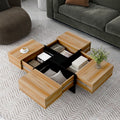 Coffee Table with 4 Hidden Storage Compartments, Cocktail Table with Extendable Sliding Tabletop
