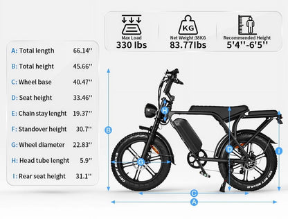 Hipatoo Electric Bike for Adults, 20" Electric Mountain Bike 750W 31MPH, 48V 15Ah Battery, UL2849
