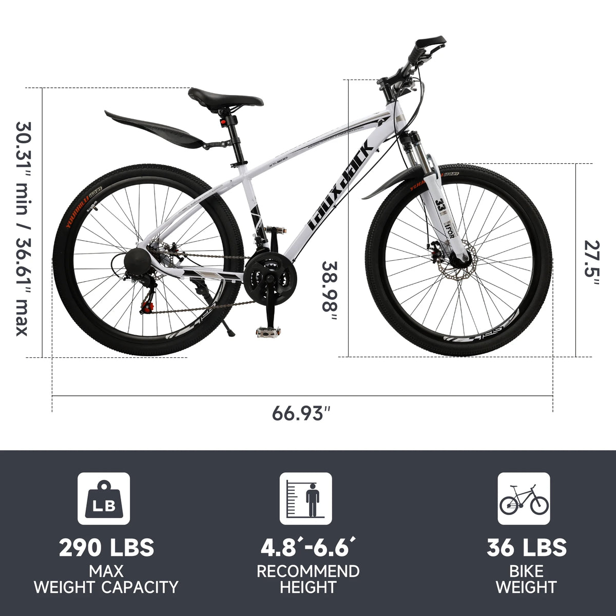 ARTUDATECH 27.5 Inch Mountain Bike, Shimano 21 Speed,  Dual Disc Brake Bike for Men Womens Adult, Full Suspension Bicycle