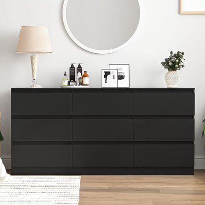 Resenkos Modern Mid Century 6 Drawer Wide Dressers Chests for Bedroom, Chest of Drawer Organizer Grey