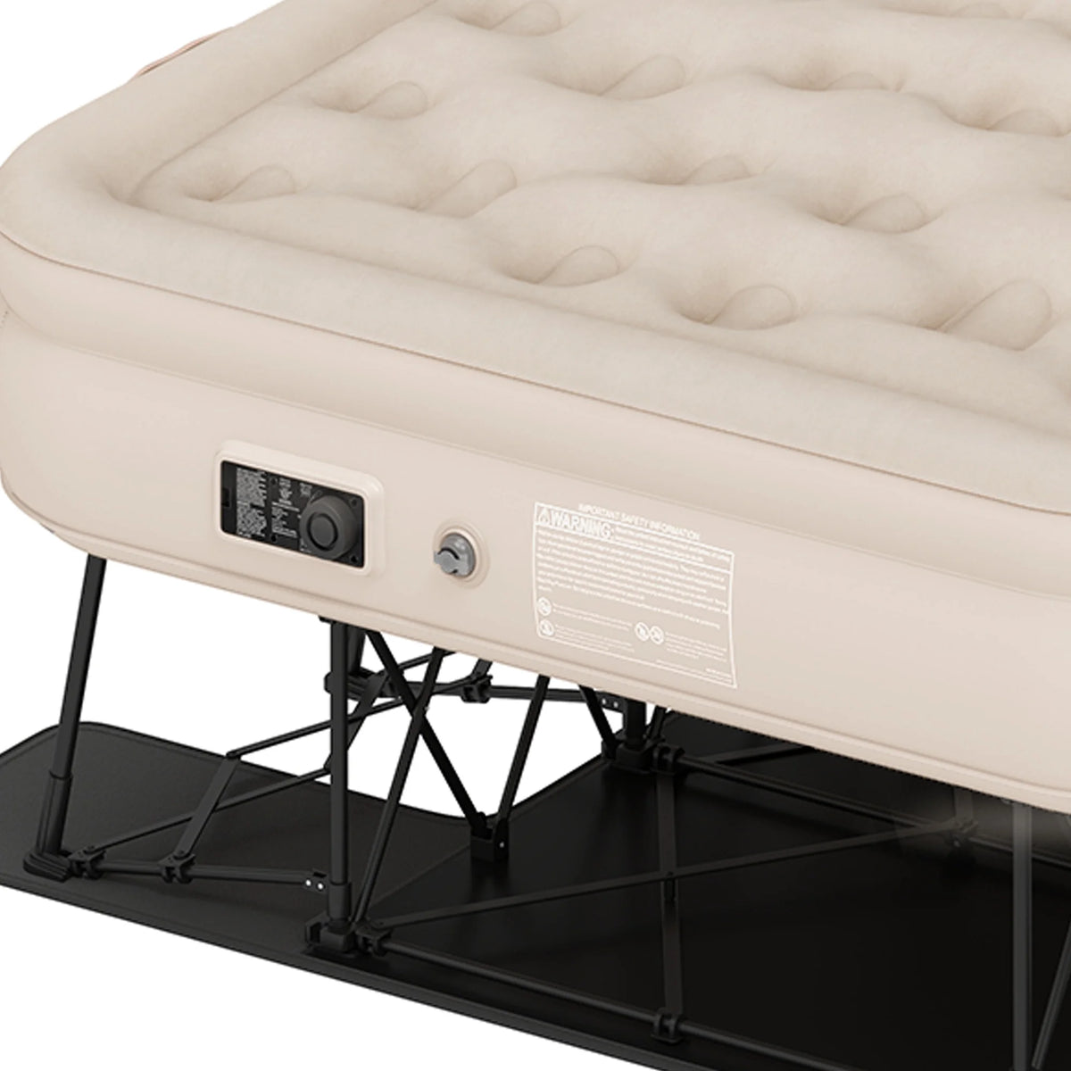 Dextrus Inflatable Queen Air Mattress with Built-in Pump, Frame, Velvet Surface & Portable Storage Case, Khaki