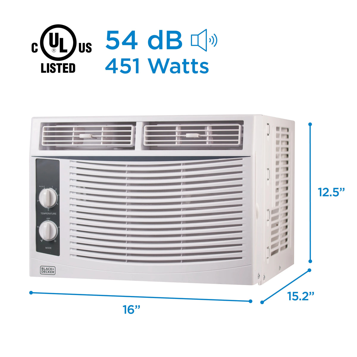 BLACK+DECKER BWAC05MWTB 5,000 BTU Window Air Conditioner Unit, AC Cools Up to 150 Square Feet, Energy Efficient, White