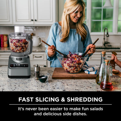 Ninja Professional 9 Cup Food Processor, 850 Watts, Auto-iQ 3 Presets, Chop, Dough, Slice, Shred, BN600 Silver