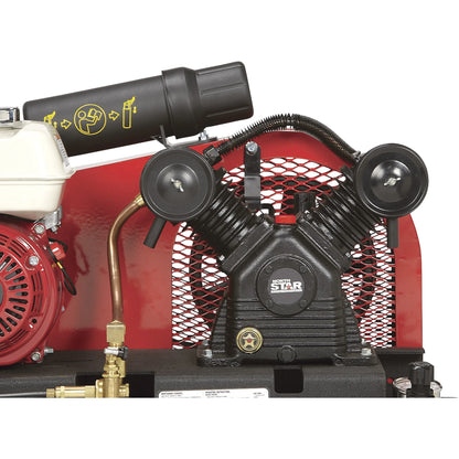NorthStar Wheelbarrow Air Compressor, Gas-Powered Honda GX160 OHV Engine, 8-Gallon Twin Tank, 13.7 CFM @ 90 PSI