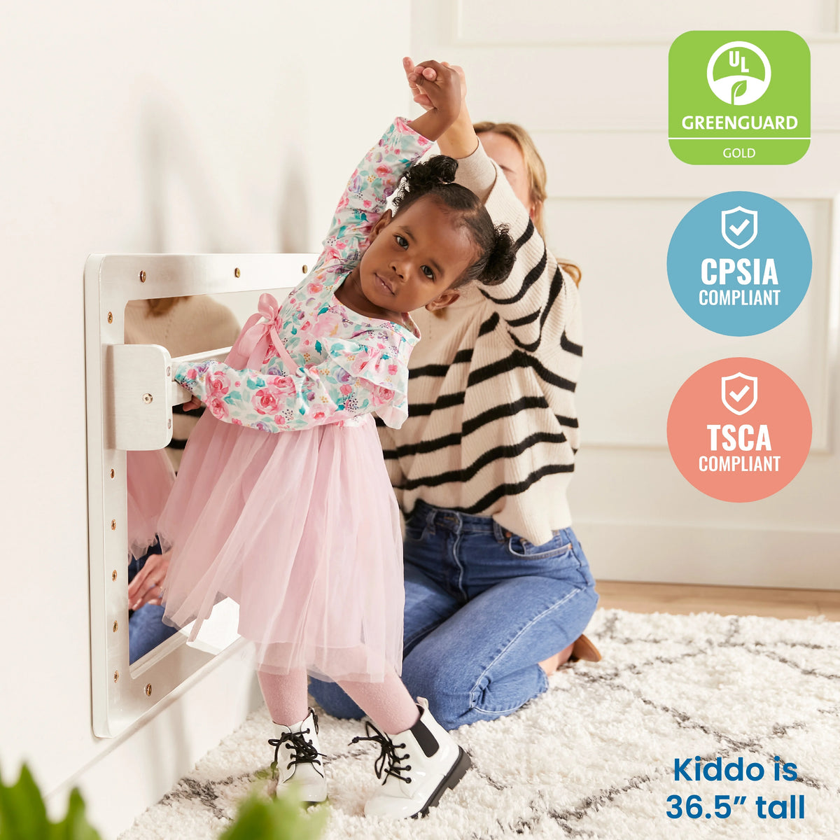 ECR4Kids Wall-Mounted Coordination Mirror, Natural