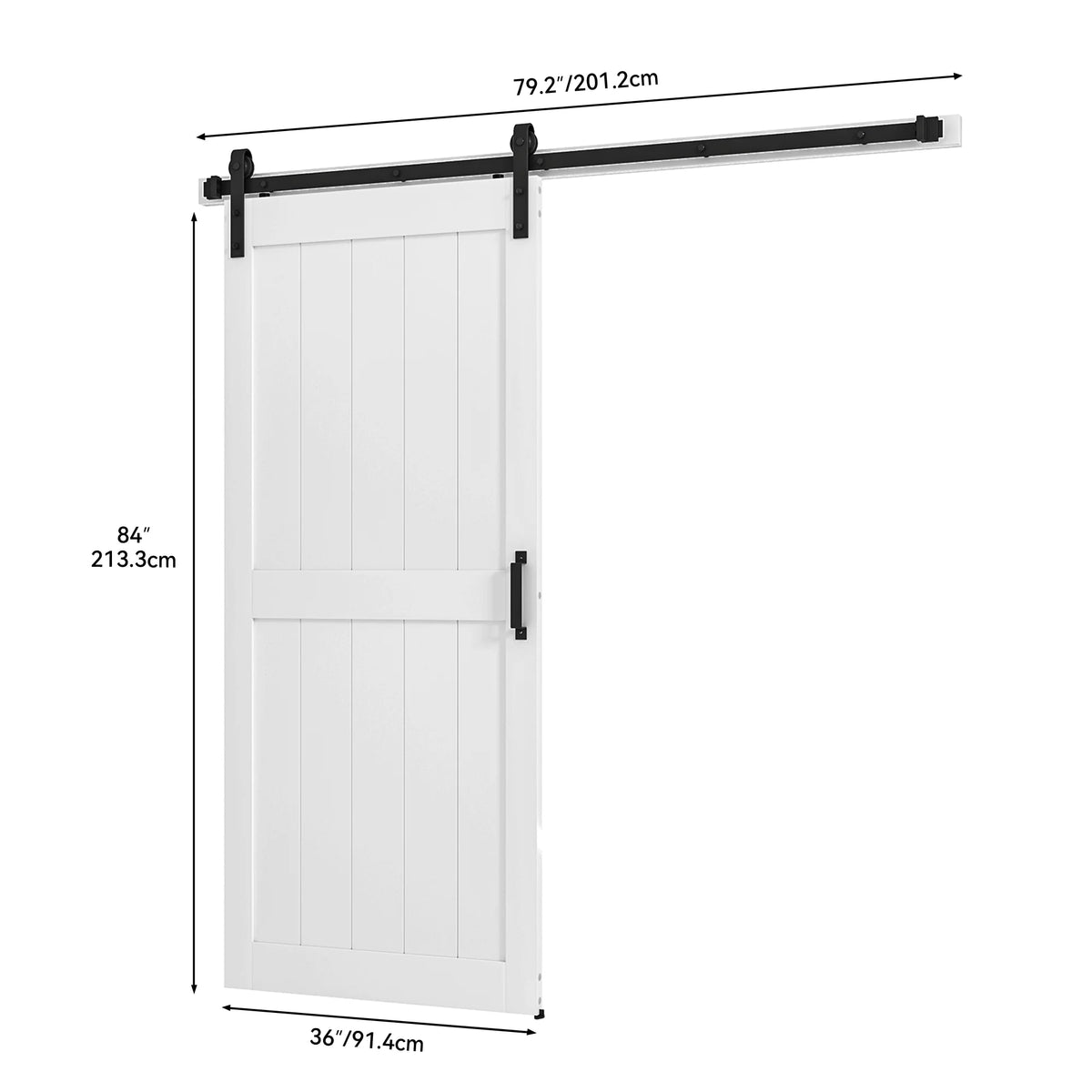 Uforic 48" x 84" Silding Barn Door,with Hardware Kit Rail,and Handle,Pulleys, Gray