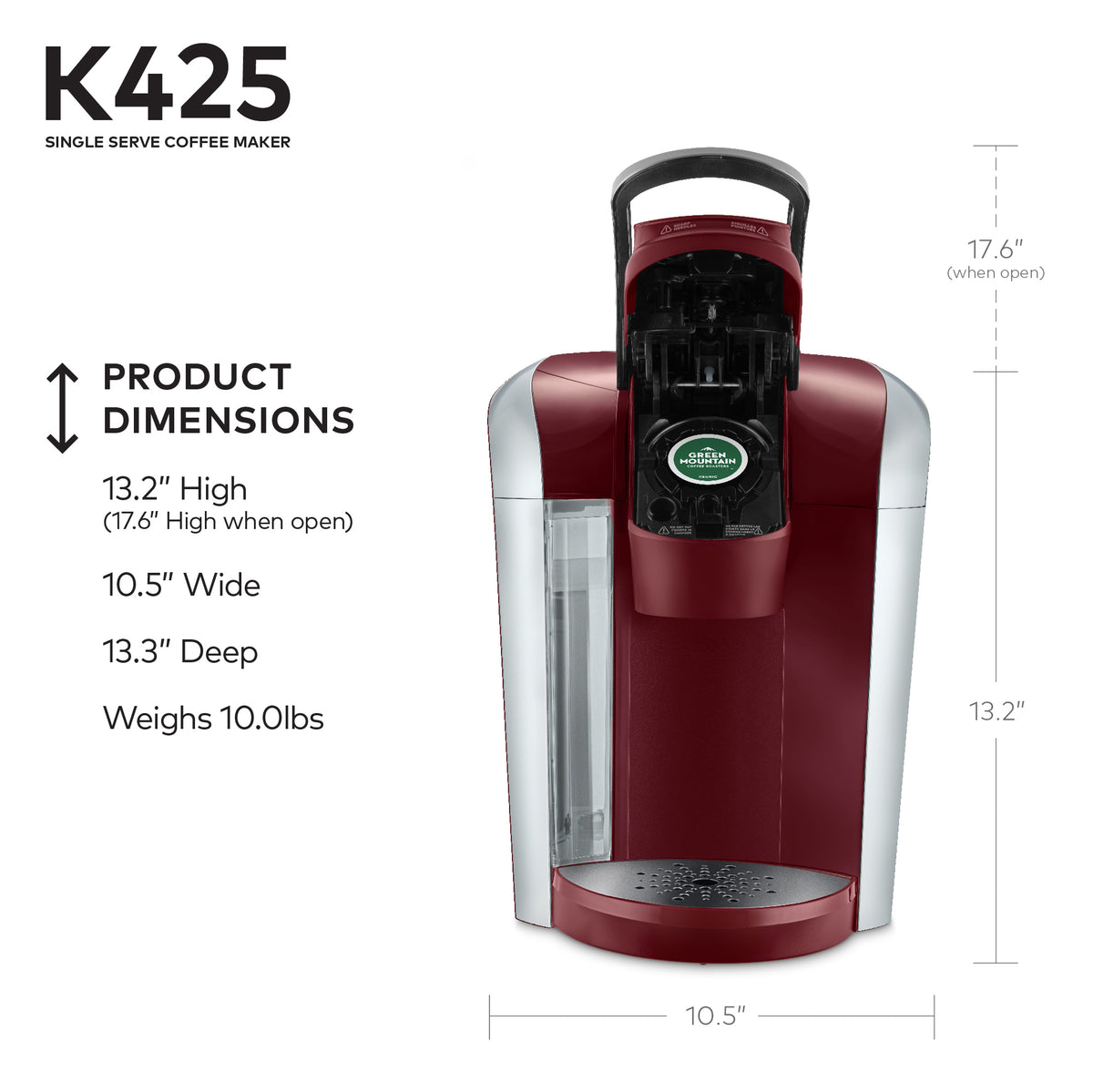 Keurig K425 Single Serve K-Cup Pod Vintage Red Coffee Maker