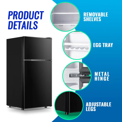 Tacool 2.4 Cu.ft Mini Fridge with Freezer, Small Refrigerator Apartment Size Fridge Black, NEW