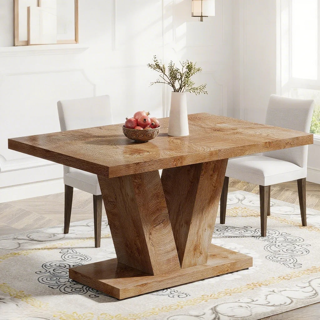 Finmind 47-inch Dining Table for 4 to 6, Farmhouse Wood Kitchen Table for Dining Room, White