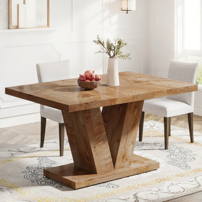 Finmind 47-inch Dining Table for 4 to 6, Farmhouse Wood Kitchen Table for Dining Room, White