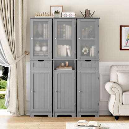 Homfa Bathroom Storage Tower, Narrow Linen Cabinet with Door and Drawers, Tall Bathroom Storage Cabinet for Small Spaces, White