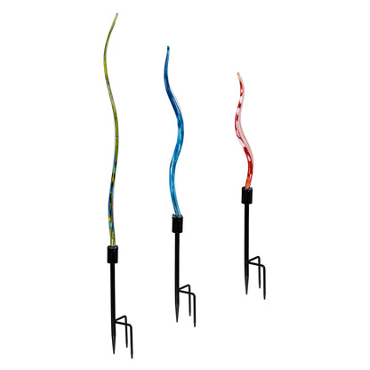 Glass Garden Stakes, Set of 3