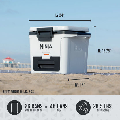 Ninja FrostVault 30qt Hard Cooler with Dry Zone, Ice Chest Cooler, White, FB131WH