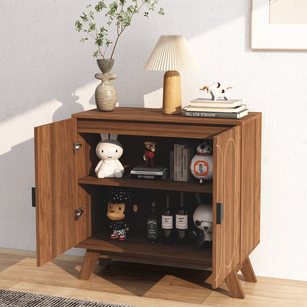 LEFHDA 2PCS Buffet Cabinet, Sideboard Cabinet with Storage, Accent Storage Cabinet with Carved Arc Door Design for Kitchen Dining Room, 2 Doors Buffet Cabinet with Adjustable Shelves