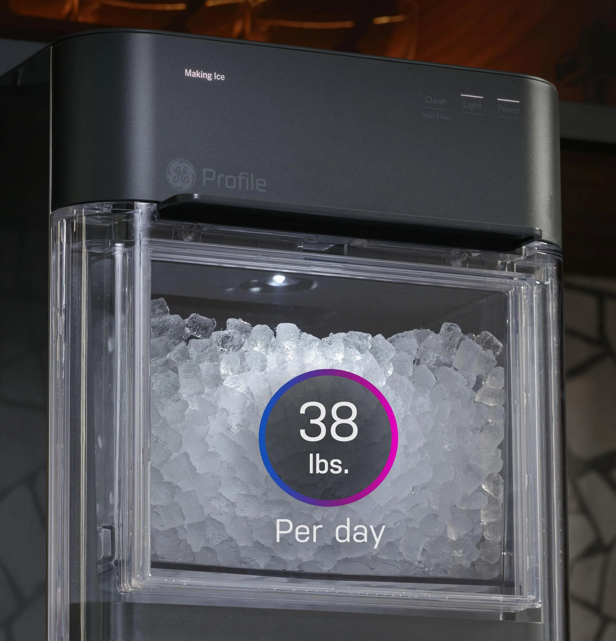 GE Appliances Opal 2.0 Countertop Nugget Ice Maker, 38 lb Maximum Output, Industrial