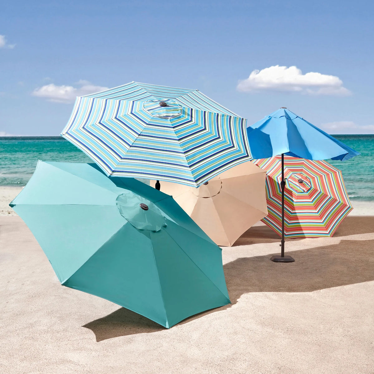 BrylaneHome Outdoor Tilt-And-Crank Umbrella With 8 Sturdy Steel Ribs Heavy Duty Fade-Resistant Tilting Shade Patio Garden Backyard Décor Pool Home