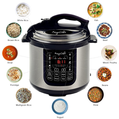 Megachef 8-Quart Digital Pressure Cooker, 15" x 15"