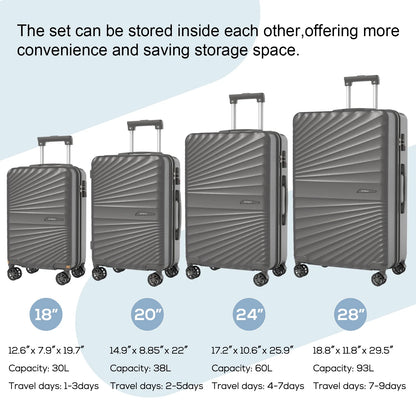 Joyway 6-Piece Hardside Luggage Set with Spinner Wheels and TSA Lock, Lightweight Carry-On Luggage Set for School, Travel, Weekend (Black)